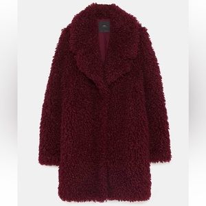 ZARA Faux Fur Burgundy Coat